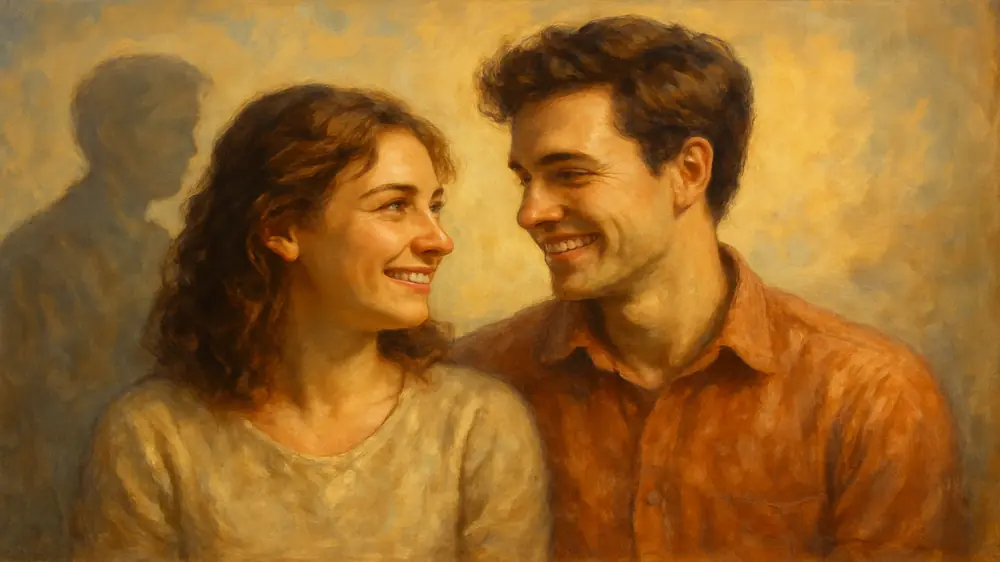 Casal feliz em um novo relacionamento, representando a prevenção do ciúme retroativo através da construção de uma base saudável e segura desde o início.